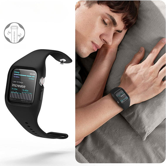 Ремінець + чохол Suritch для Apple Watch 4/5/6/7/8/SE 44/45mm, чорний