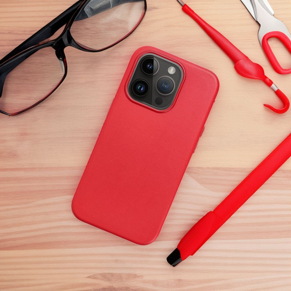 Кожаный чехол Mag Cover для iPhone 15 Plus, красный