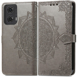 Откидной чехол для Motorola Moto E14, Mandala, серый
