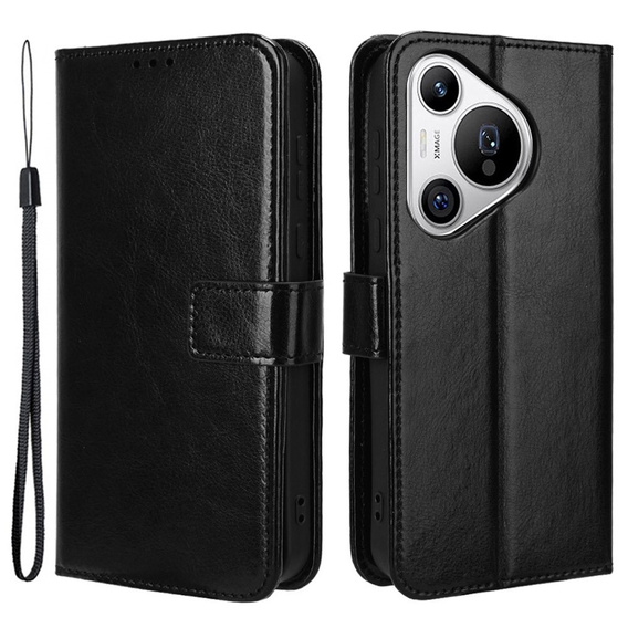 Откидной чехол для Huawei Pura 70, Crazy Horse Wallet, чёрный