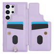 Чехол для Samsung Galaxy S24 Ultra, Leather Flower Card Slot, фиолетовый