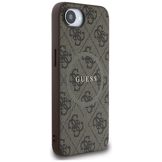 Чoхол GUESS до iPhone 16E, 4G Ring Classic Logo, коричневий