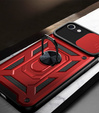 Бронированный чехол для iPhone 16E, CamShield Slide, красный + закаленное стекло 9H