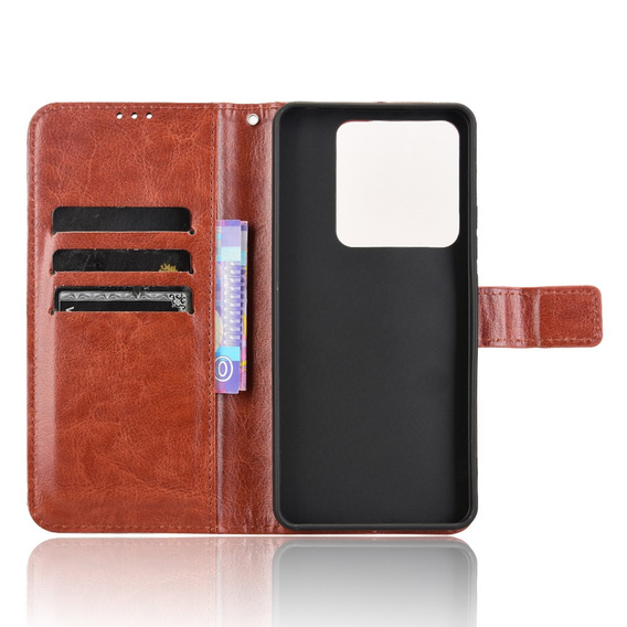 Футляр з клапаном для Xiaomi Poco M7 Pro 5G, Crazy Horse Wallet, коричневий
