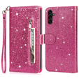 Чохол-книжка для Samsung Galaxy A36 5G, Wallet Zipper Pocket Glittery, рожевий
