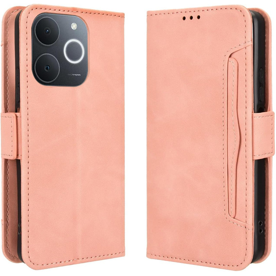 Футляр з клапаном для Realme Note 70T 4G, Card Slot, рожевий