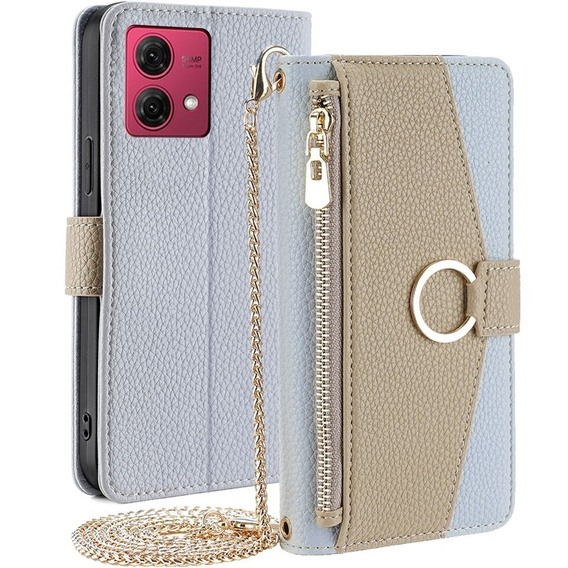 Флип-кейс для Motorola Moto G84, Wallet Zipper Pocket, с зеркалом, синий
