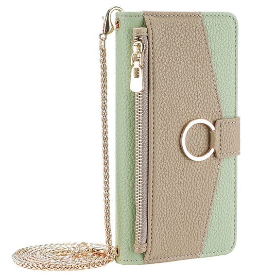 Чохол-книжка для Motorola Edge 40 Neo 5G, Wallet Zipper Pocket, з дзеркалом, зелений