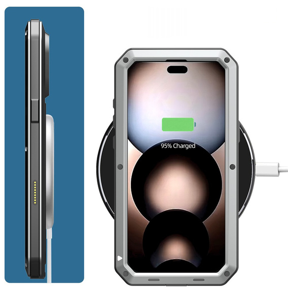Чохол для iPhone 15 Pro, броньований, з інтегрованим склом, червоний