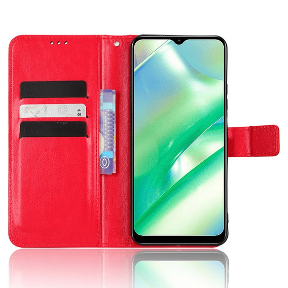 Откидной чехол для Realme C33, Crazy Horse Wallet, красный