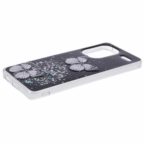 Чохол для Xiaomi Redmi Note 13 Pro+, Glitter Butterfly, чорний