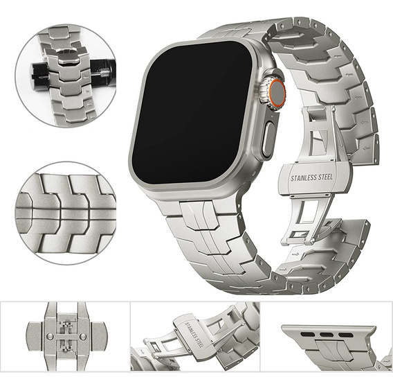 Браслет Stainless Segments до Apple Watch 7/6/5/4/SE/3/2/1 45/44/42mm, Silver
