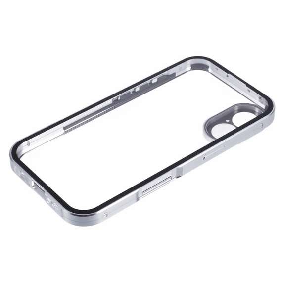 Чохол для iPhone 16, Magnetic Dual Glass, сріблястий