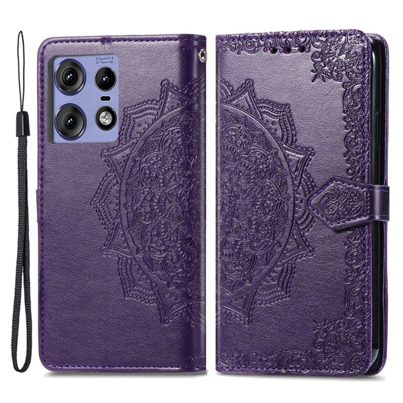 Откидной чехол для Motorola Edge 50 Pro, Mandala, фиолетовый