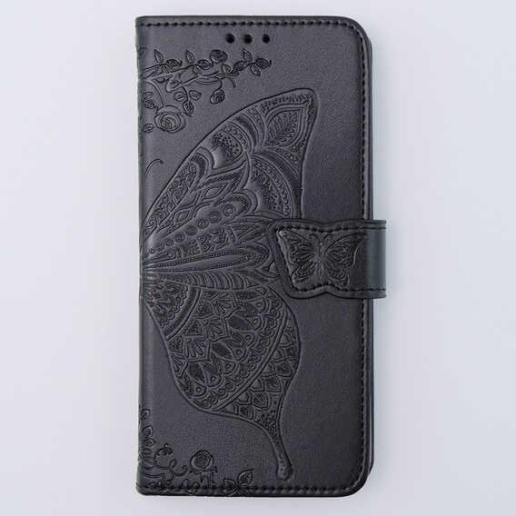 Откидной чехол для Motorola Moto G54 5G, Butterfly, чёрный