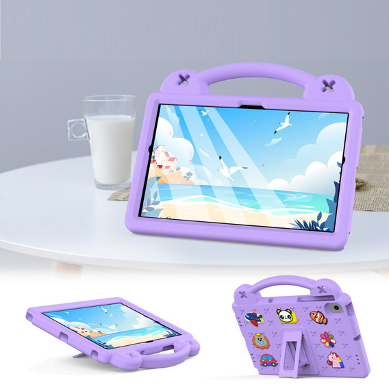 Детский чехол для Lenovo M10 X306 2 Gen / M10 Plus TB-X606 10.3 / Samsung Tab A 10.1 T510/515 / K10 X6C6, Cute Patterns, с подставкой, фиолетовый