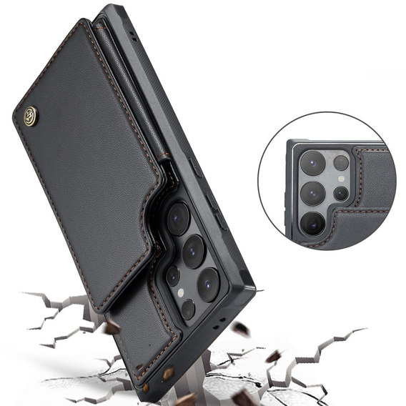 CASEME флип-кейс для Samsung Galaxy S25 Ultra, Litchi Wallet, чёрный