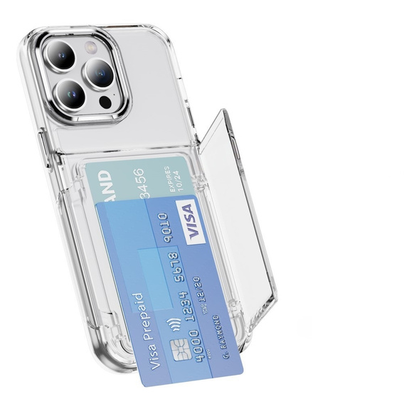 Чехол для iPhone 16 Pro, Card Holder Kickstand, прозрачный