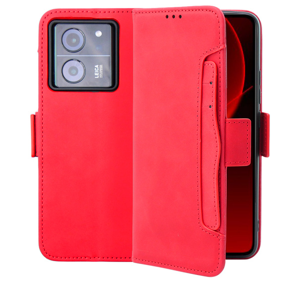 Футляр з клапаном для Xiaomi 13T / 13T Pro, Card Slot, червоний