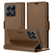 Чохол для Xiaomi 14T Pro, ERBORD Glossy Litchi, гаманець з клапаном, коричневий