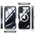 Чехол для iPhone 16, Shockproof, со стеклом, для MagSafe, чёрный