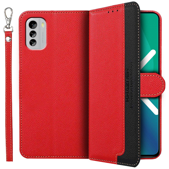 Чохол-книжка для Nokia G60 5G, KHAZNEH RFID Case, Dual Color, червоний