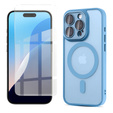 Чохол для iPhone 16 Pro, для MagSafe, ERBORD Matt Case, синій + захисне скло