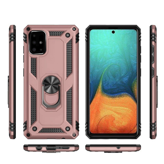 Бронированный Чехол до Samsung Galaxy A51, Nox Case Ring, розовый rose gold