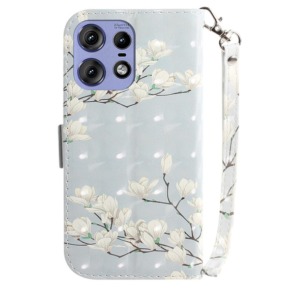 Откидной чехол для Motorola Edge 50 Pro 5G, Wallet, Magnolia Flowers серый