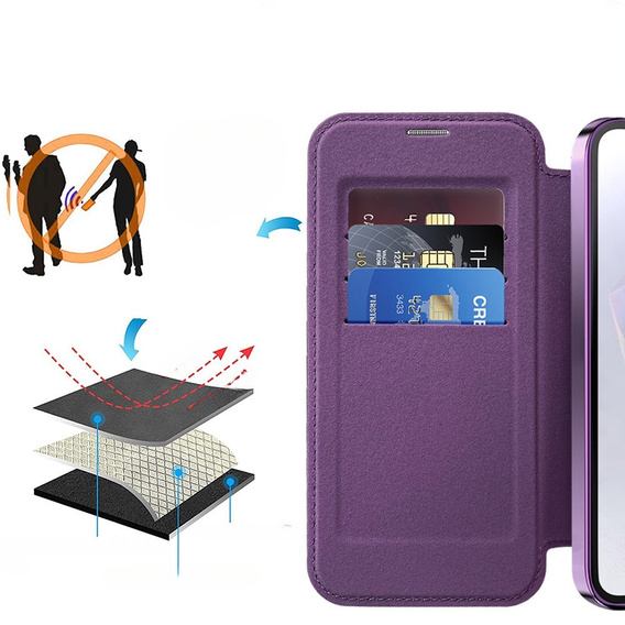 Откидной чехол для Samsung Galaxy A56, RFID Wallet MagSafe CamShield, фиолетовый