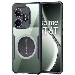 Чехол для Realme GT 6 / 6T, с магнитной пластиной, прозрачный / черный