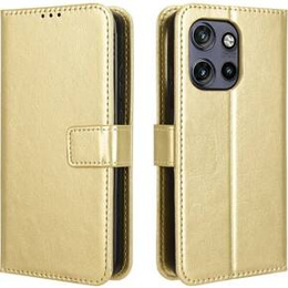 Футляр з клапаном для Motorola Edge 50 Neo / Motorola ThinkPhone 25, Crazy Horse Wallet, золотий