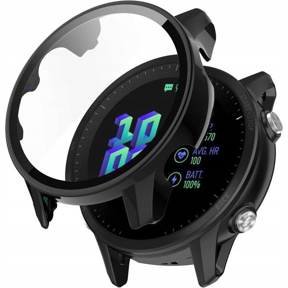 2в1 чохол та захисне скло для годинника Garmin Forerunner 955, Black