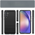 Чехол до Samsung Galaxy A54 5G, Karbon, чёрный + стекло 9H