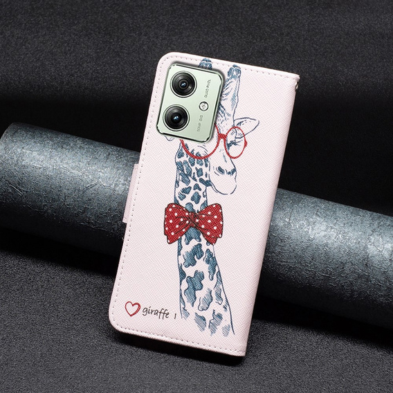 Откидной чехол для Motorola Moto G54 5G, Wallet, giraffe, розовый