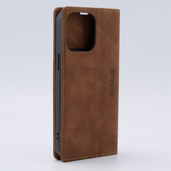 Чохол для iPhone 15 Pro Max, ERBORD Vintage, гаманець з клапаном, коричневий