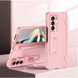 Кожаный чехол для Samsung Galaxy Z Fold5 5G, Kickstand case, с подставкой и стеклом, розовый
