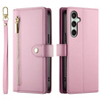 Откидной чехол для Samsung Galaxy S24 FE, Wallet Zipper Pocket, розовый