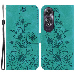 Откидной чехол для Oppo A60, Lily Flower, зелёный