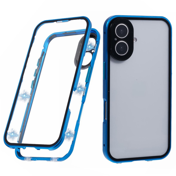 Чехол для iPhone 16, Magnetic Dual Glass, синий