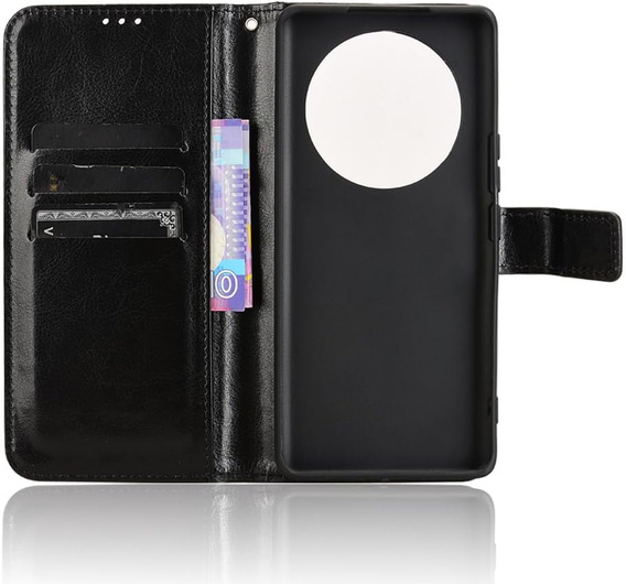Откидной чехол для Honor Magic 7 Lite, Crazy Horse Wallet, чёрный