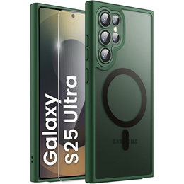 Чехол для Samsung Galaxy S25 Ultra, для MagSafe, ERBORD Matt Case, зелёный + стекло для экрана