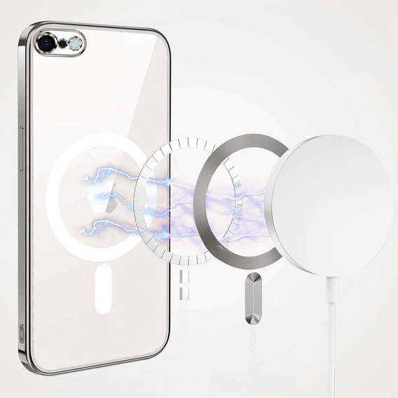 Чохол для iPhone 7 / 8, Electro MagSafe, сріблястий + Скло на екран