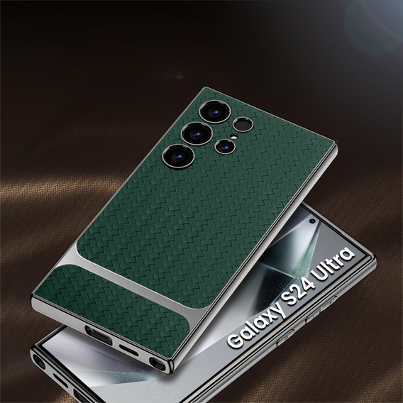 Чехол до Samsung Galaxy S24 Ultra, GKK Woven Leather, зелёный