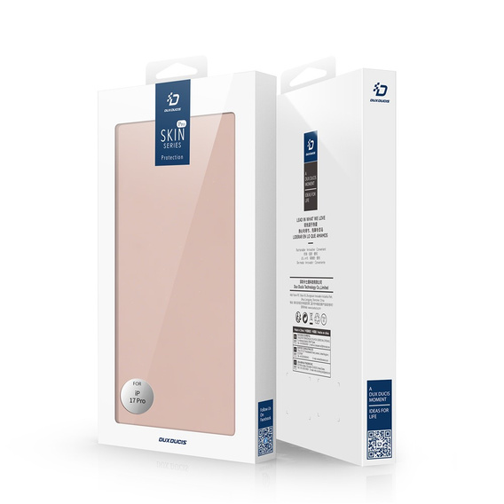 Чехол Dux Ducis для iPhone 17 Pro, Skin Pro, с клапаном, со слотом для карт, розовый