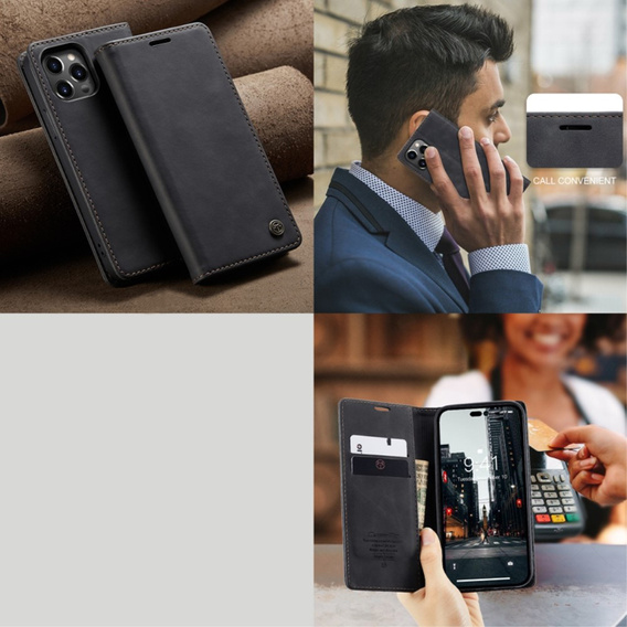 Чехол CASEME для iPhone 14 Pro, Leather Wallet Case, чёрный