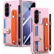 Чохол для Samsung Galaxy Z Fold 5 5G, з підставкою, склом та стилусом, шкіряний, чорний