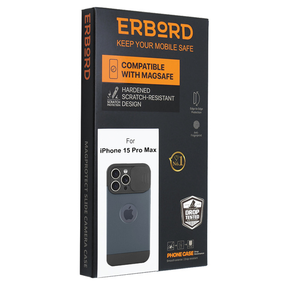 Чoхол до iPhone 15 Pro Max, ERBORD MagProtect Slide Camera, титановий синій