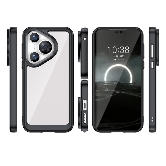 Чехол до Huawei Pura 70, Fusion Hybrid, прозрачный / черный
