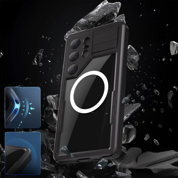 Водонепроницаемый чехол для Samsung Galaxy S25 Ultra, Redpepper, для MagSafe, чёрный